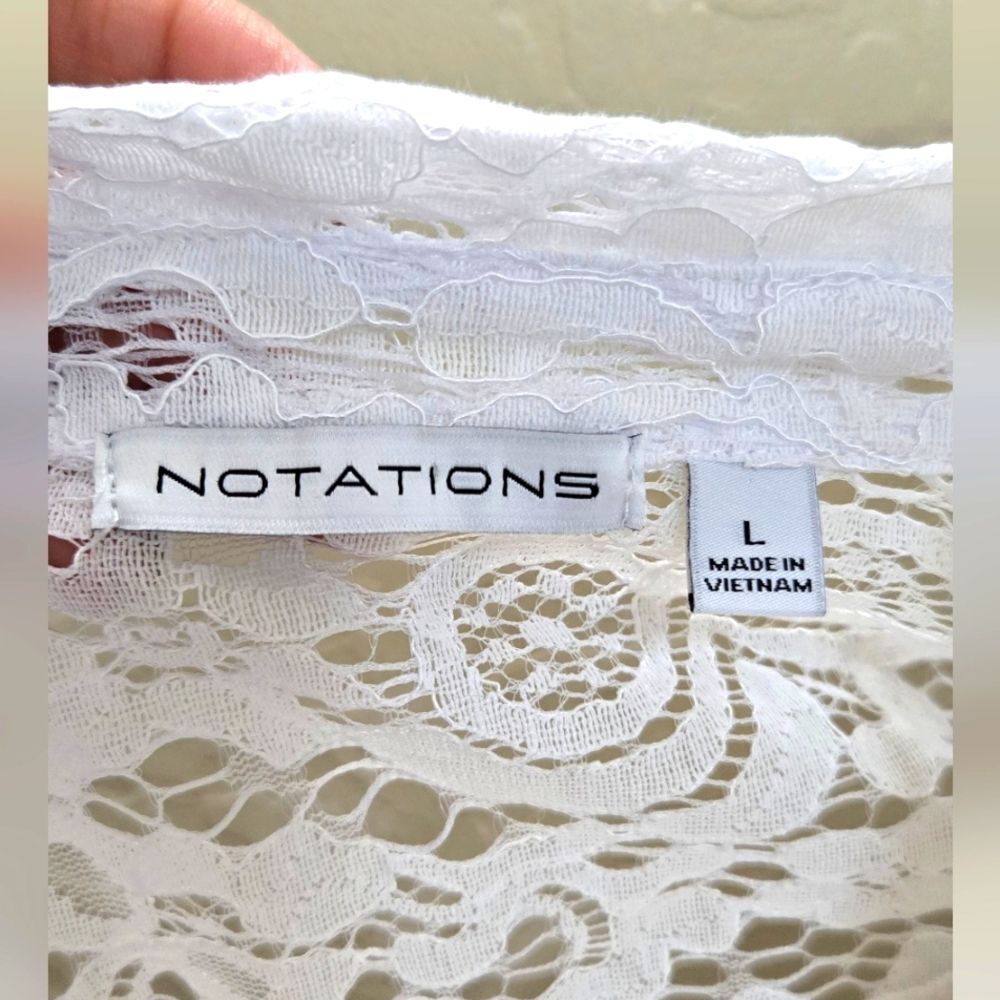 Notations White Lace Button Down Women's Top - Picture 4 of 4
